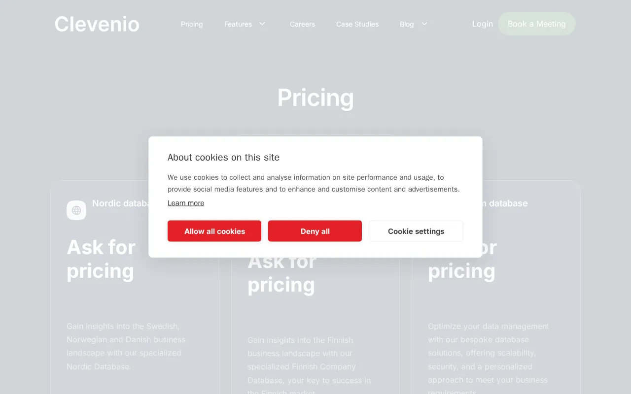 Clevenio — pricing page