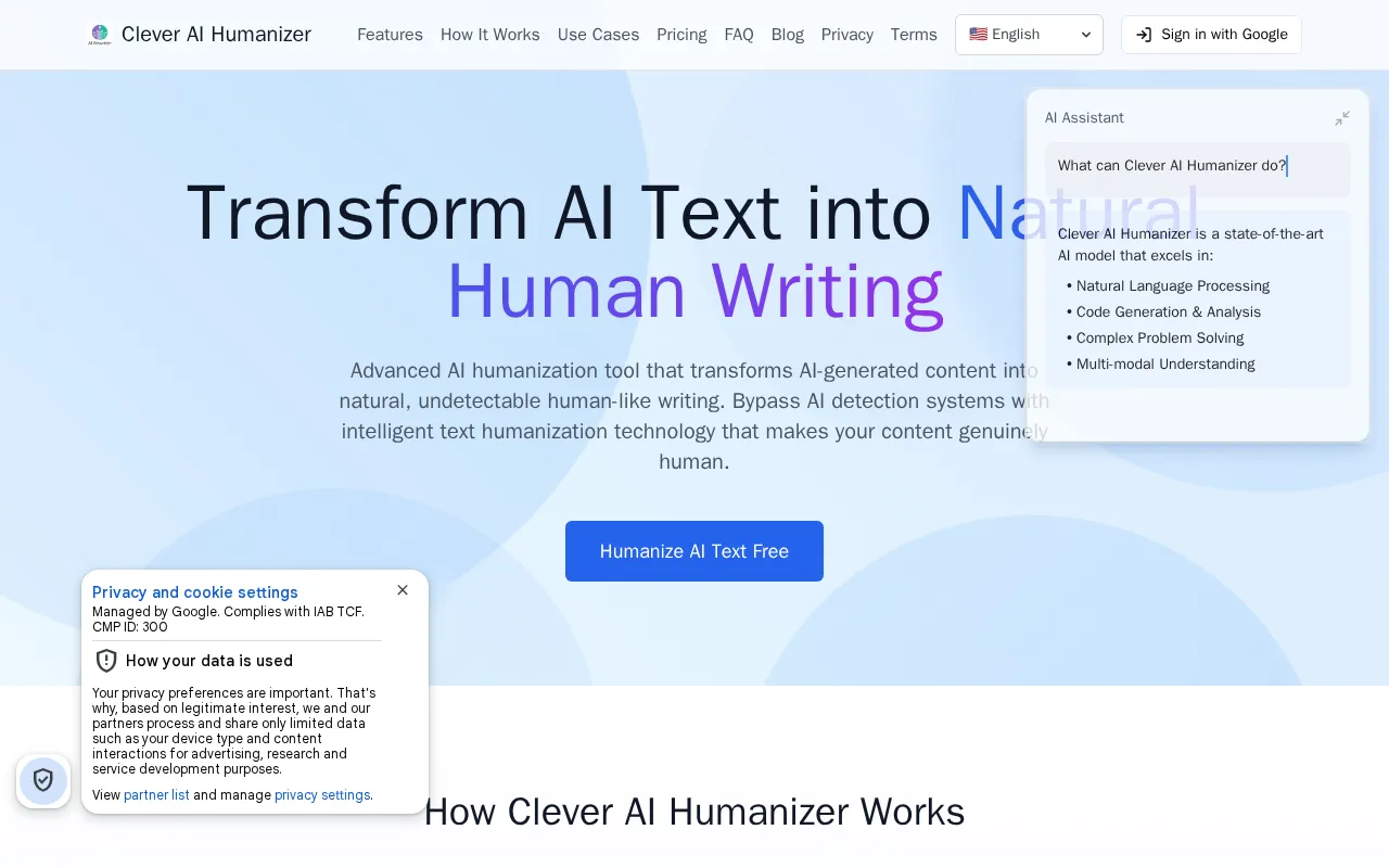 Clever AI Humanizer — preview screenshot