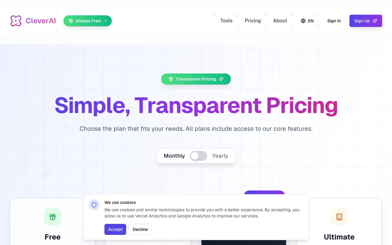 CleverAI — pricing page