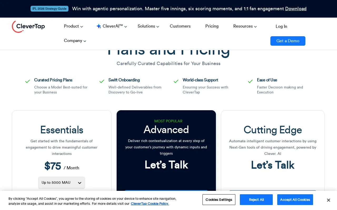 CleverTap — pricing page