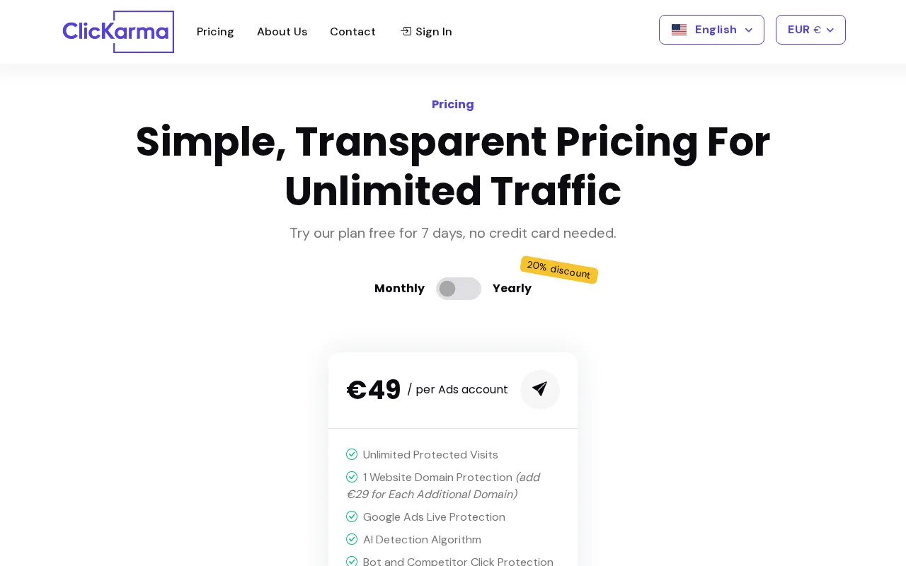 ClicKarma — pricing page