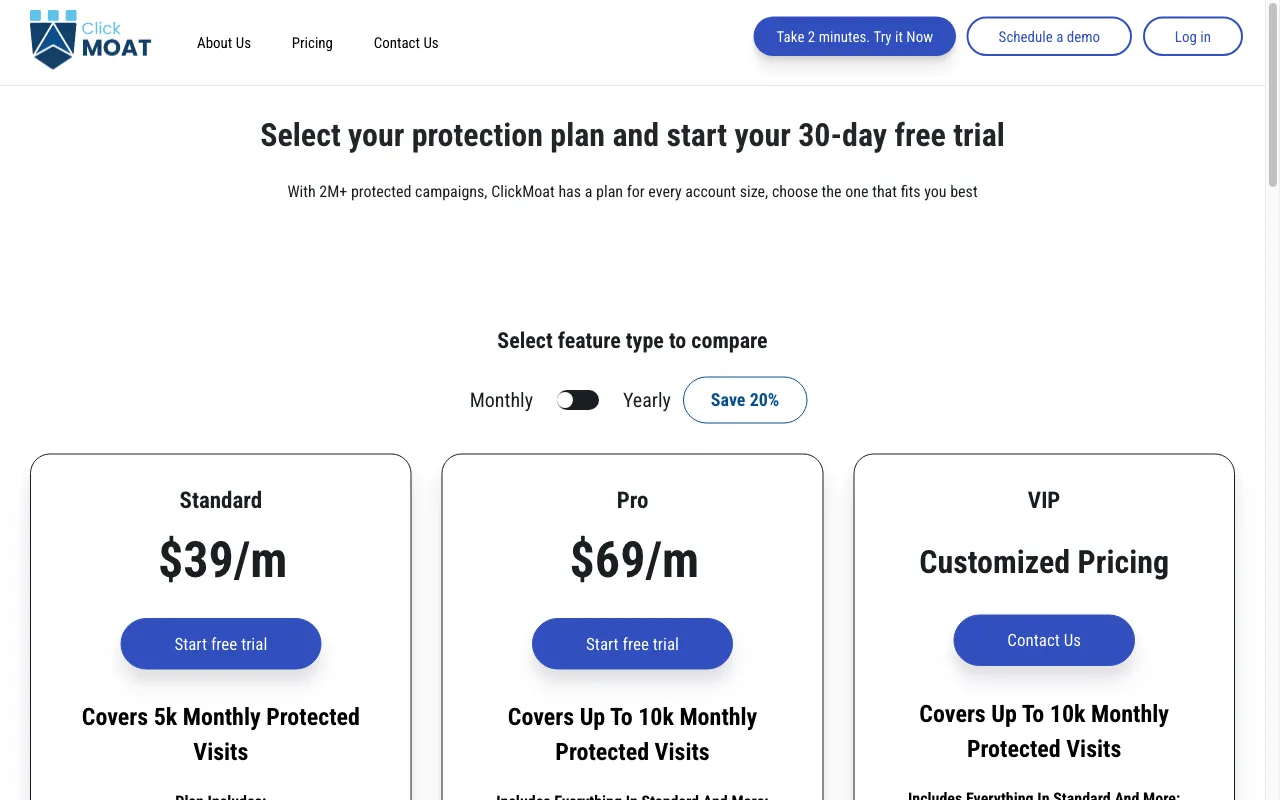 ClickMoat — pricing page