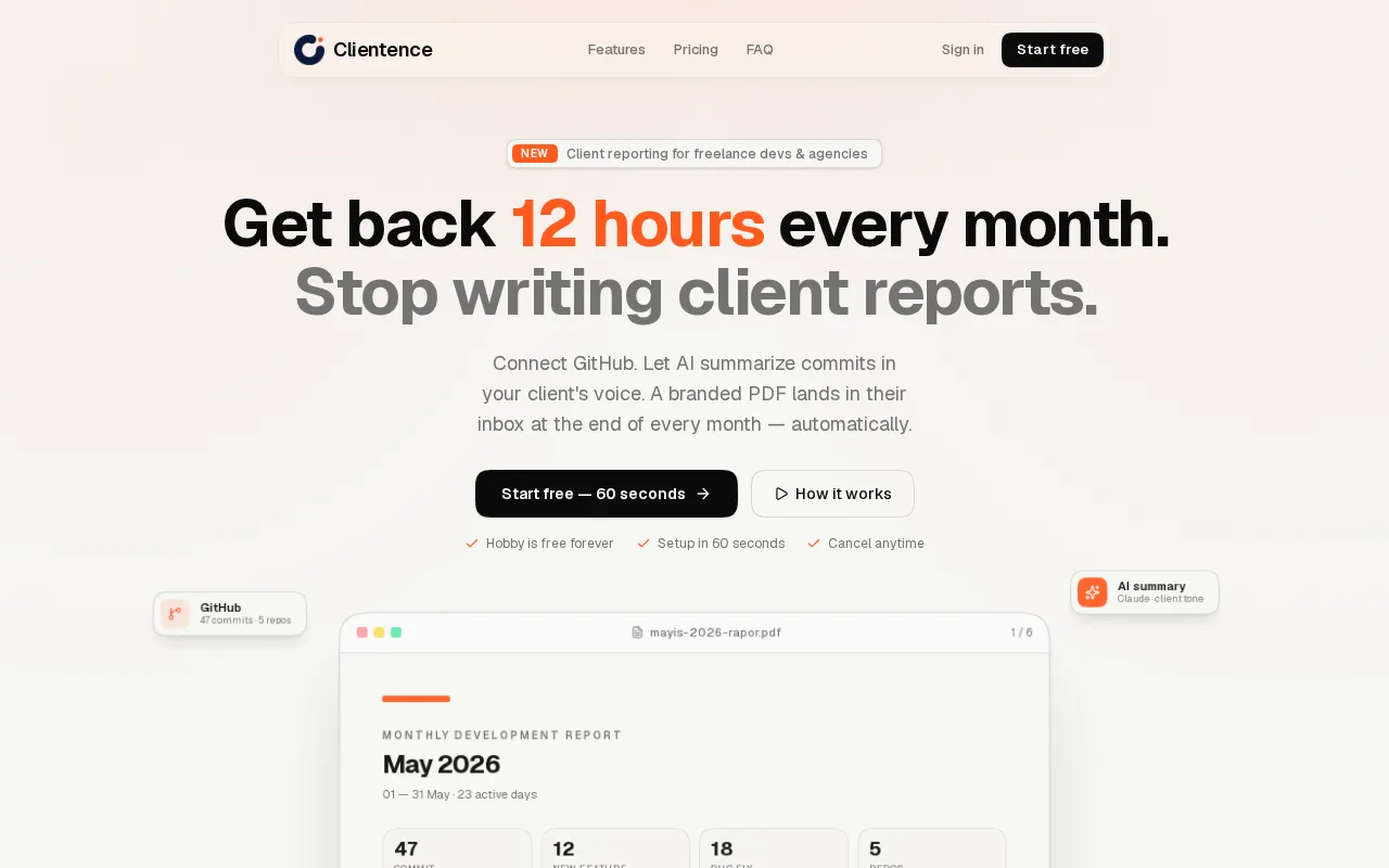 Clientence — preview screenshot