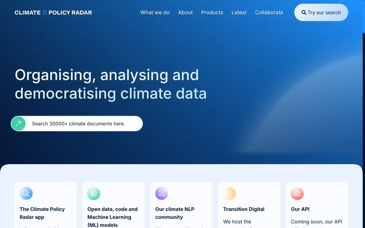 Climate Policy Radar — preview screenshot