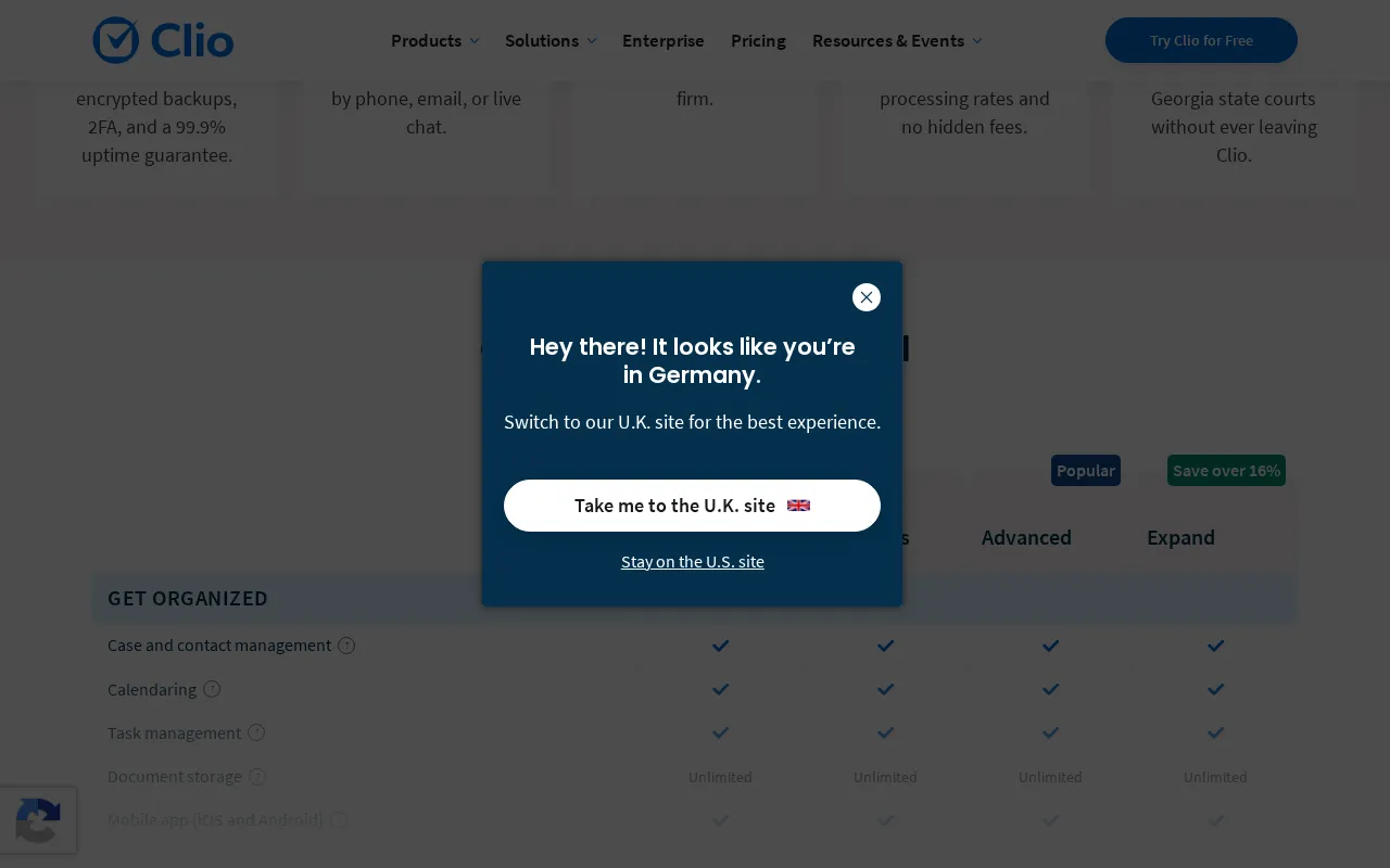 Clio Work AI — pricing page