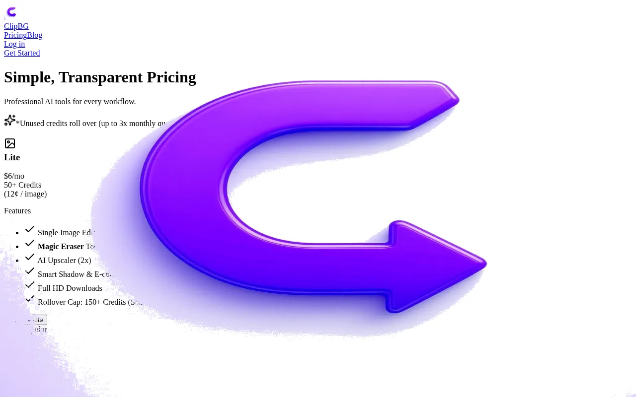 ClipBG — pricing page