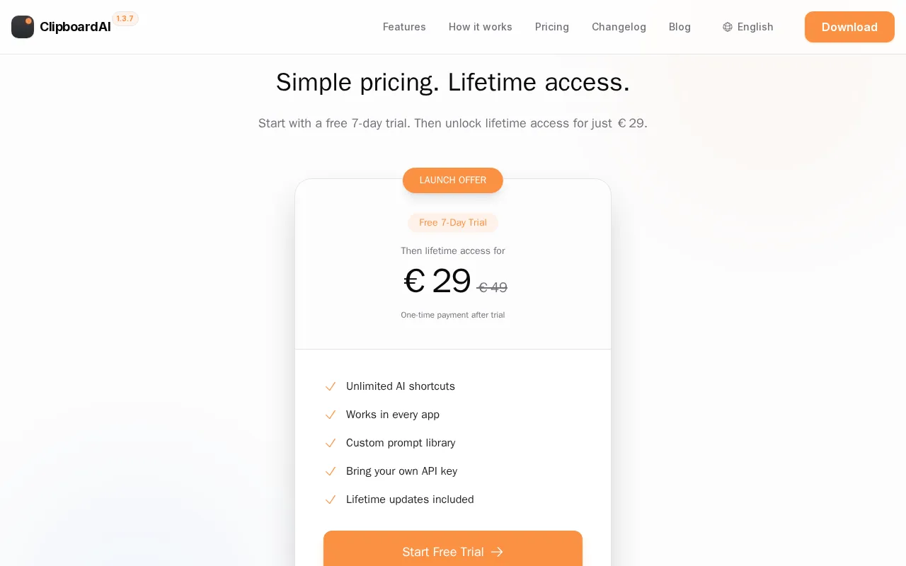 ClipboardAI — pricing page