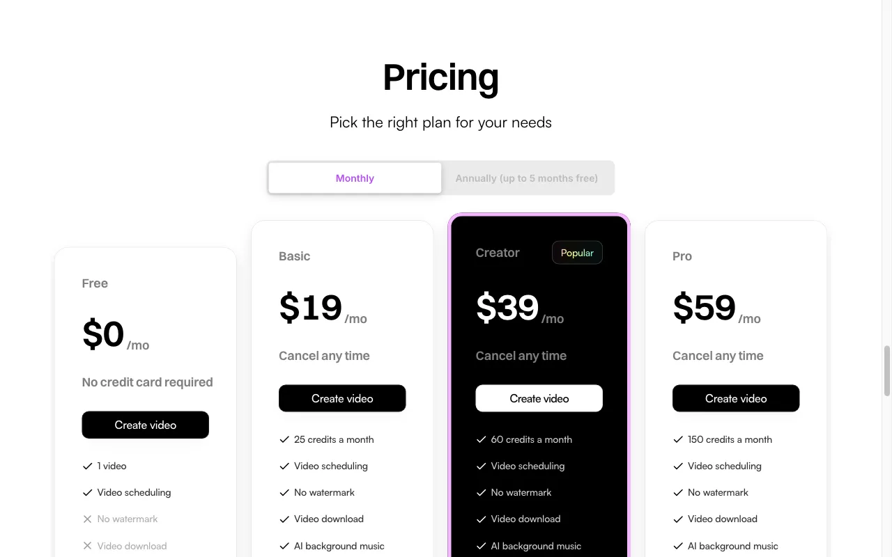 Cliplama — pricing page