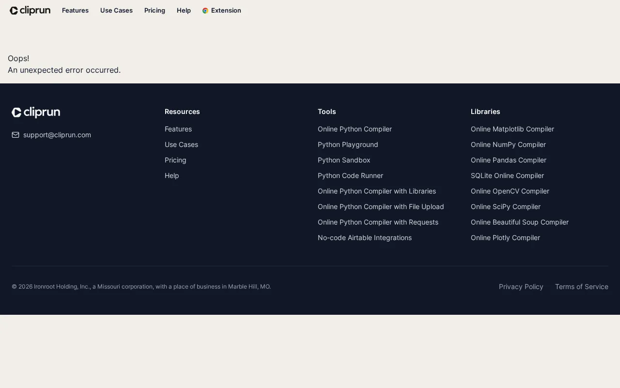 Cliprun — pricing page