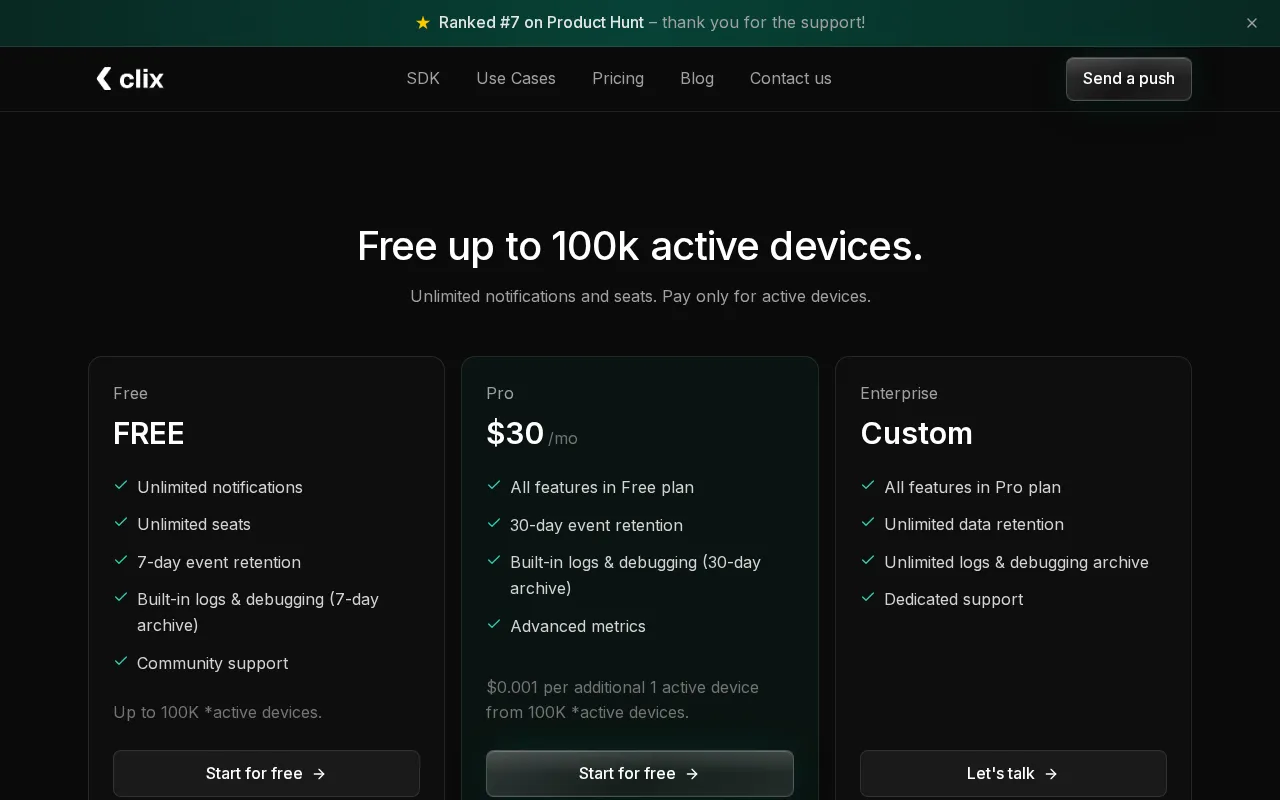 Clix — pricing page