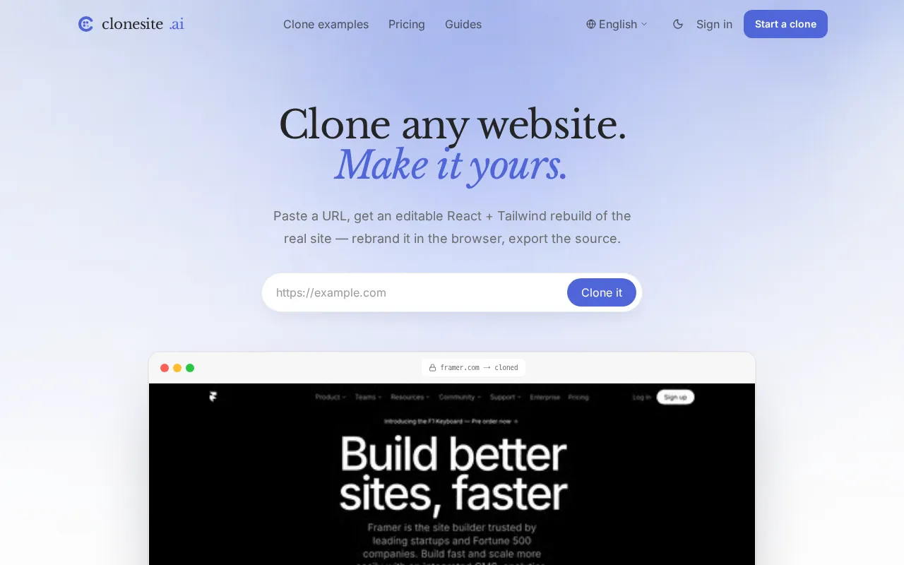Clonesite AI — preview screenshot