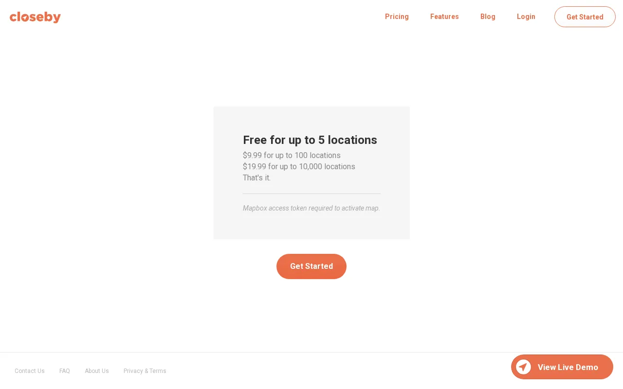 Closeby — pricing page