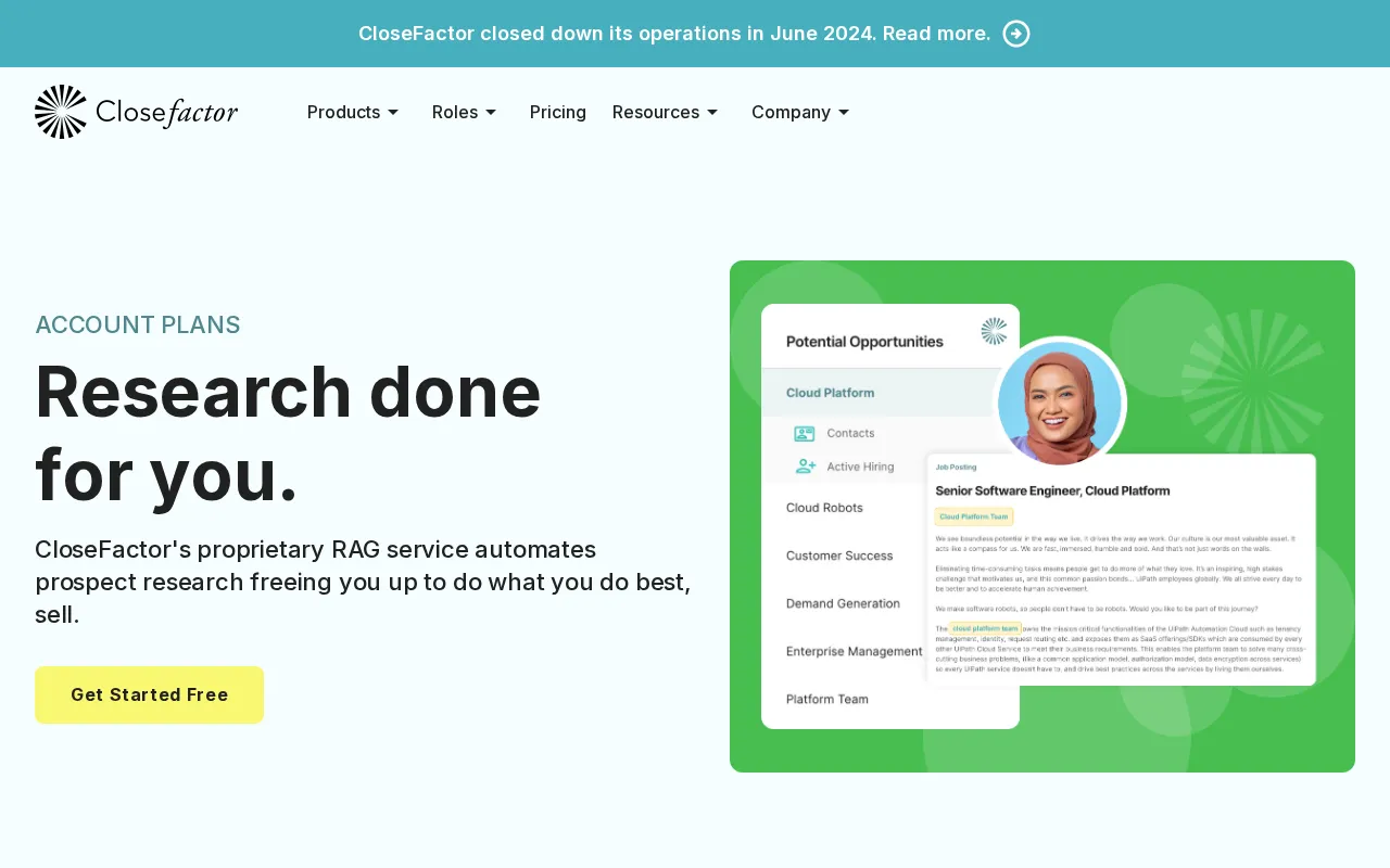 CloseFactor — pricing page