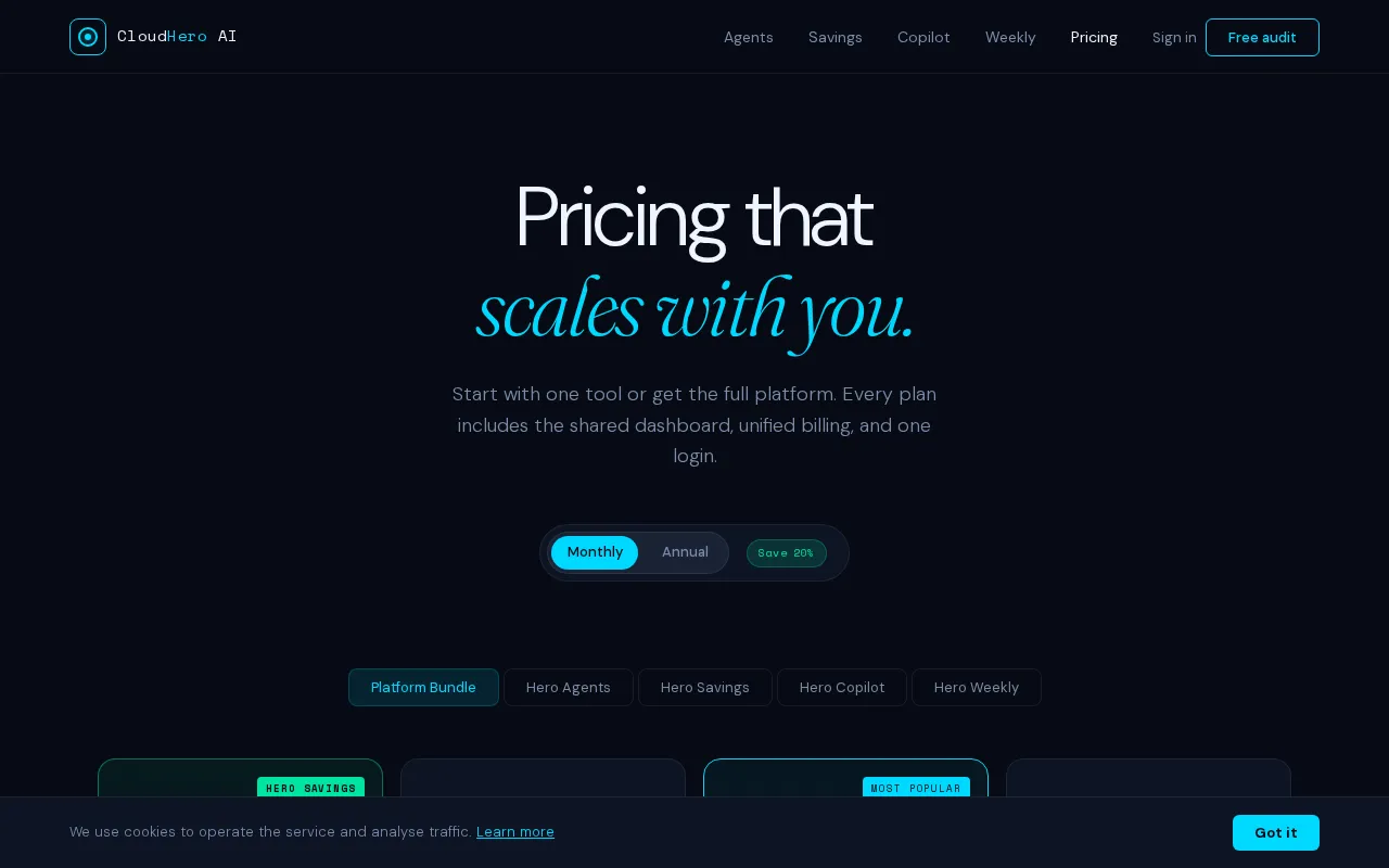Cloud Hero AI — pricing page