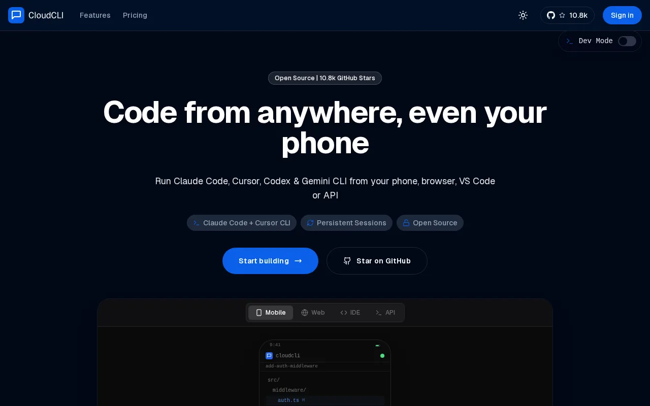 CloudCLI — preview screenshot