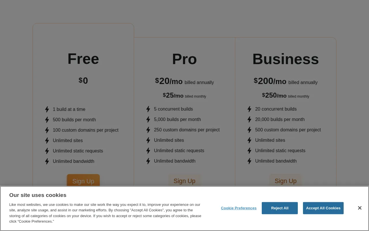 Cloudflare Pages — pricing page