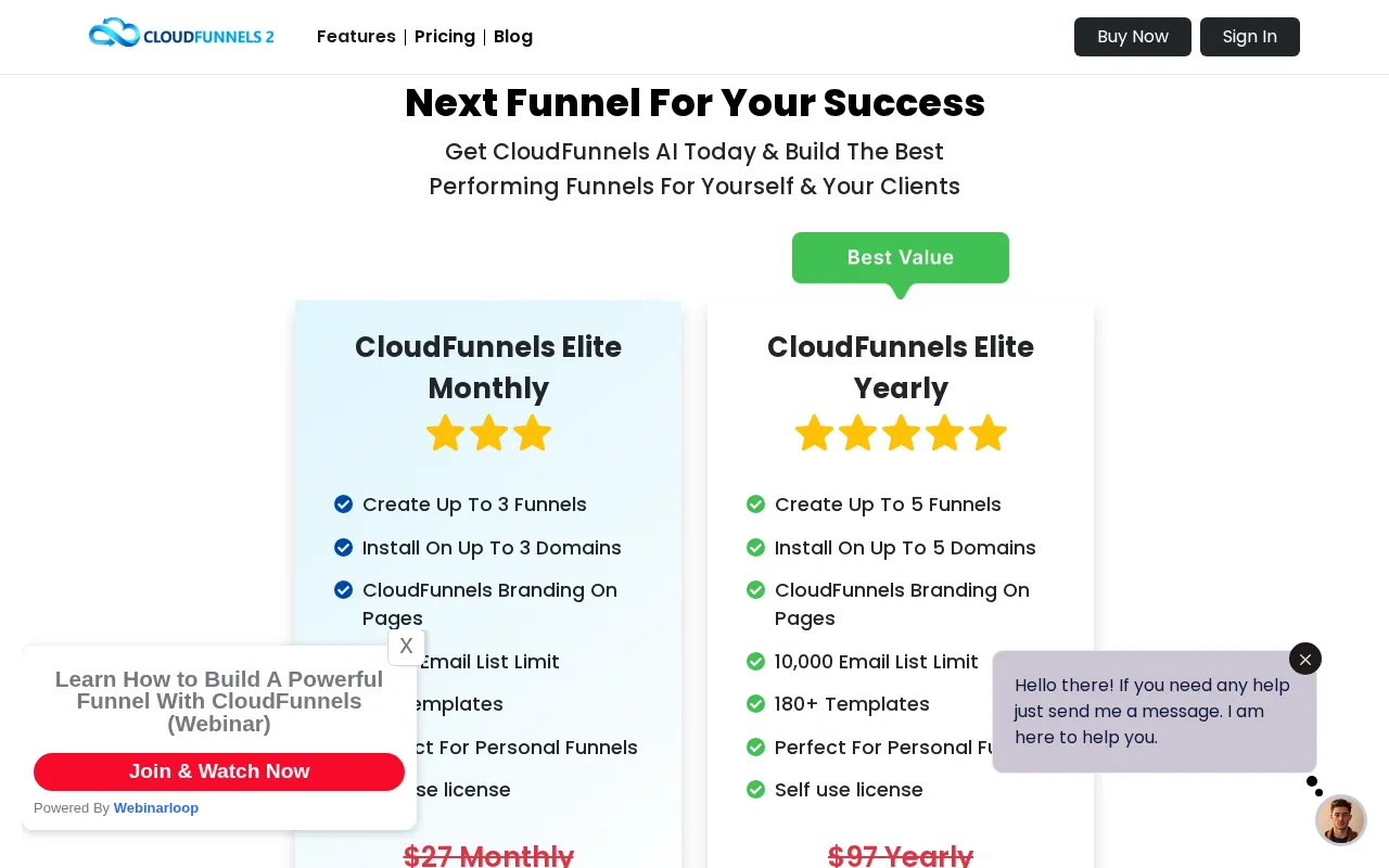 CloudFunnels AI — pricing page