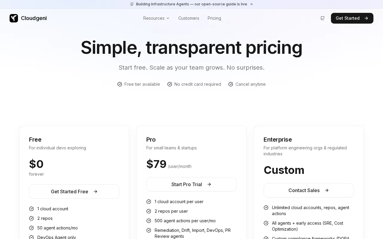 Cloudgeni — pricing page