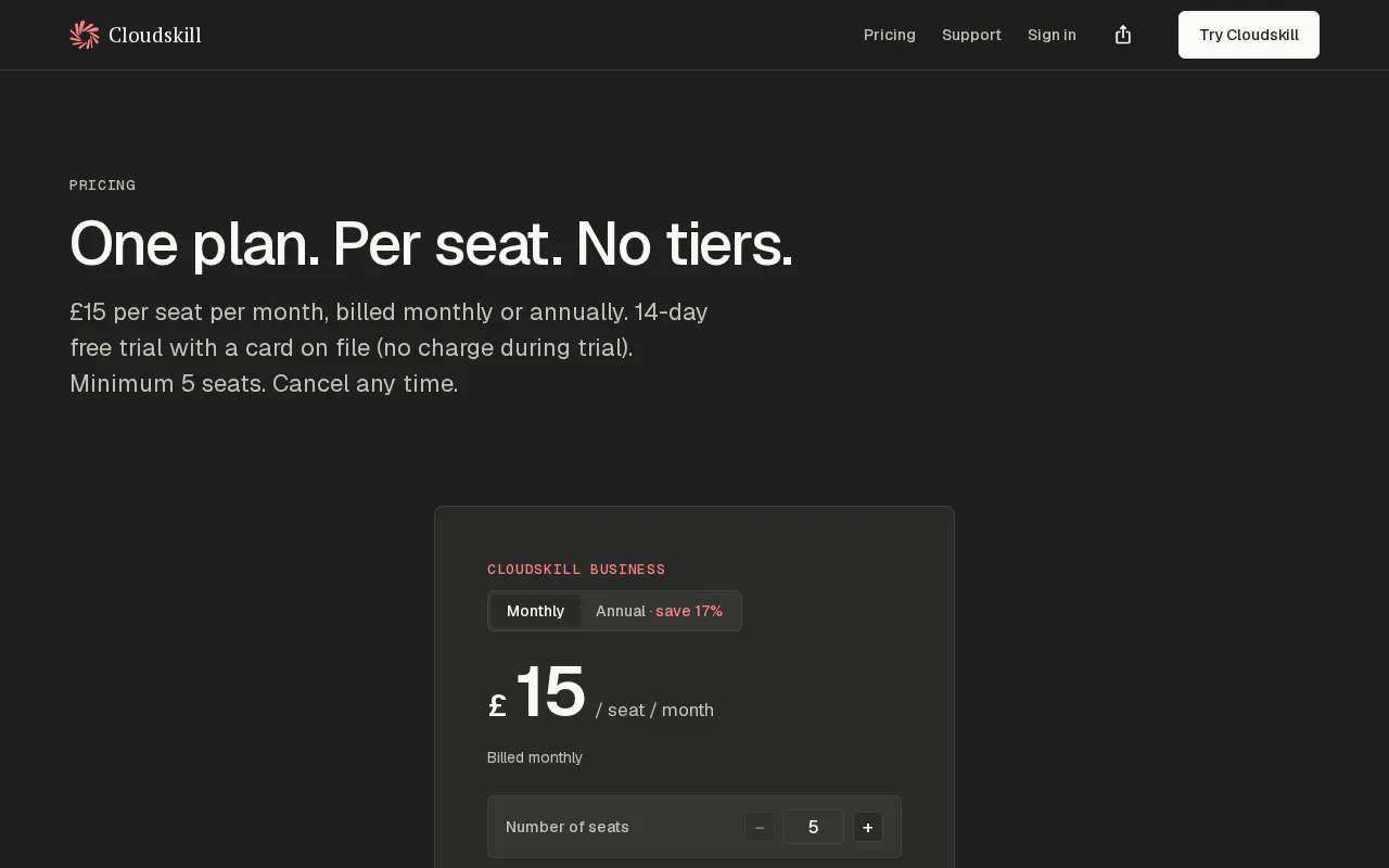 Cloudskill — pricing page