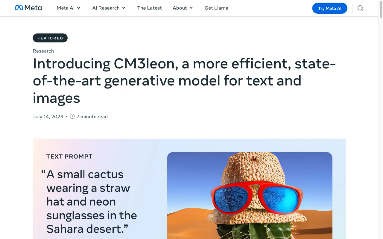 CM3leon by Meta — preview screenshot