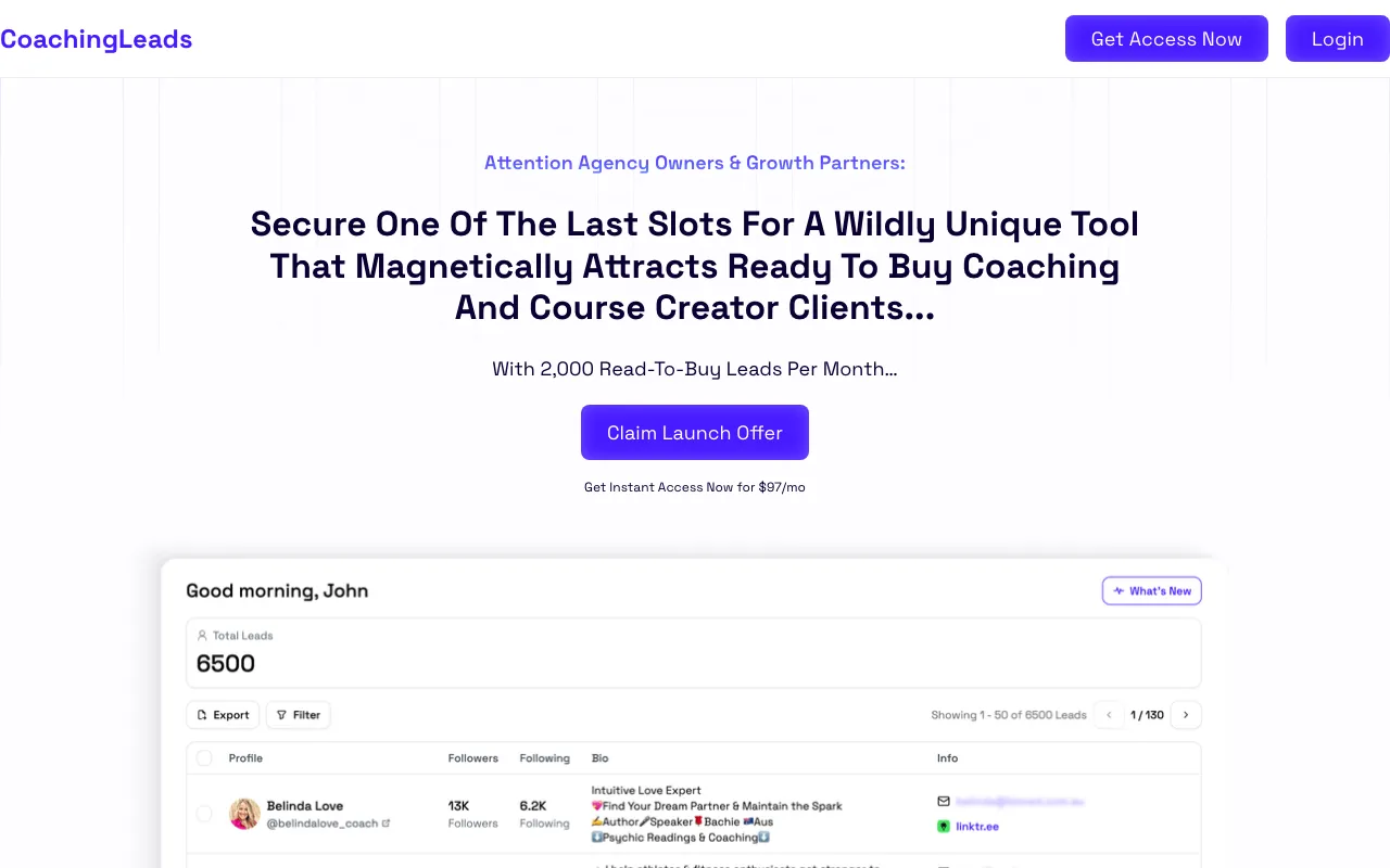 coachingleads.io — preview screenshot