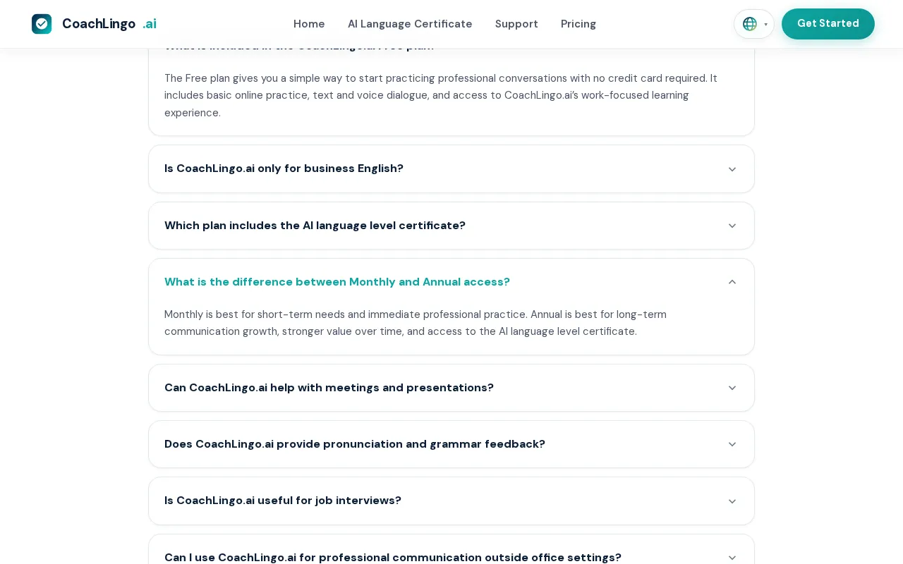CoachLingo.ai — pricing page