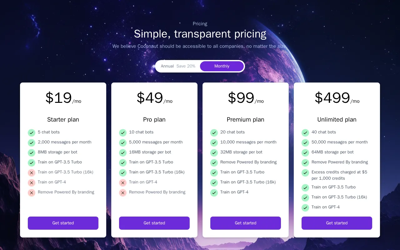 Coconaut — pricing page