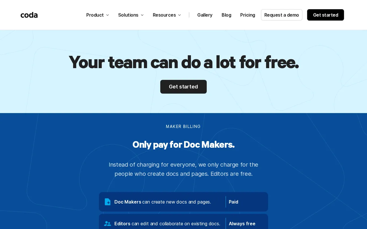 Coda — pricing page