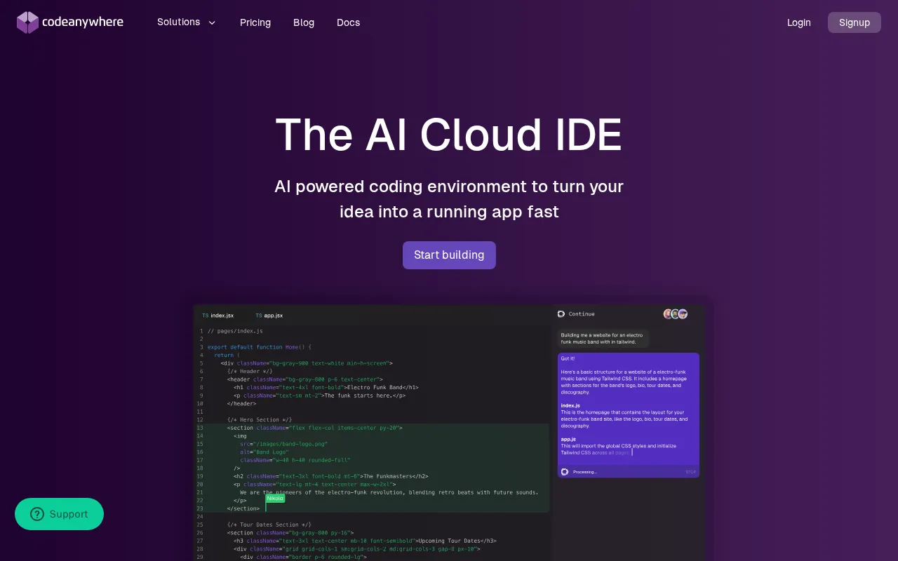 Codeanywhere — preview screenshot