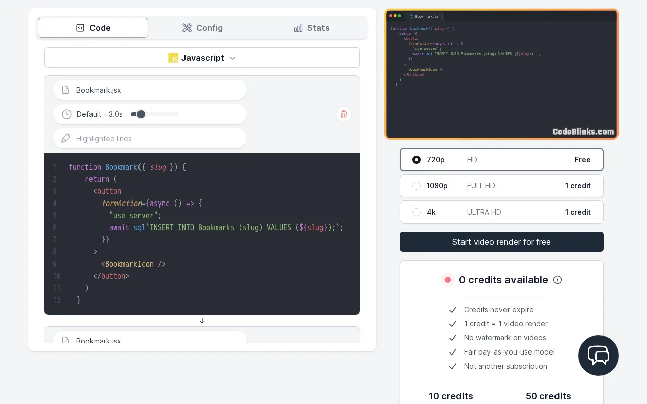CODEBLINKS — pricing page