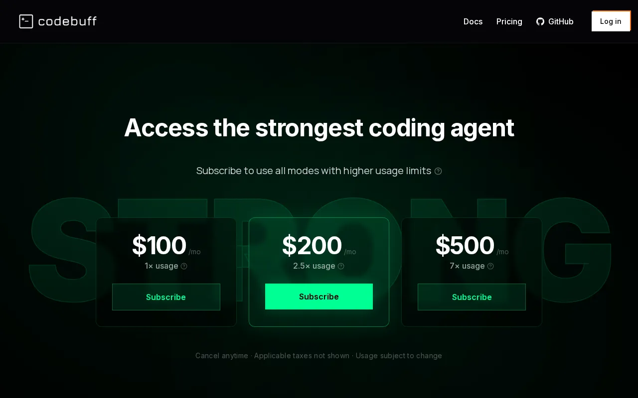 Codebuff — pricing page