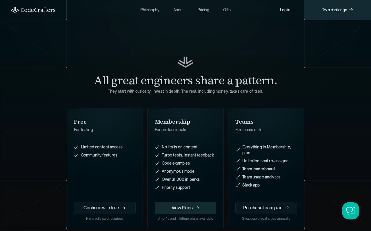 CodeCrafters (YC S22) — pricing page