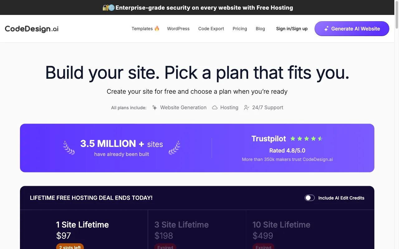 CodeDesign.ai — pricing page