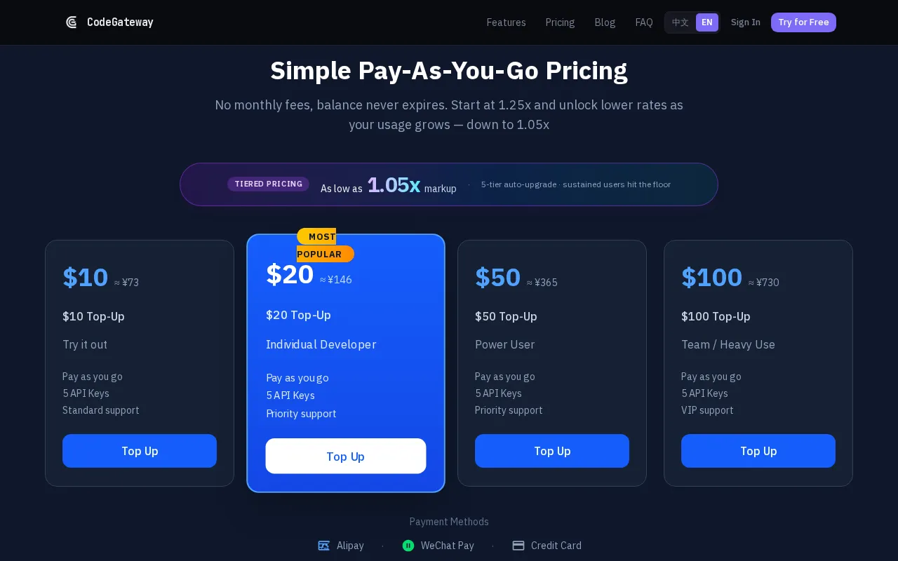 CodeGateway — pricing page