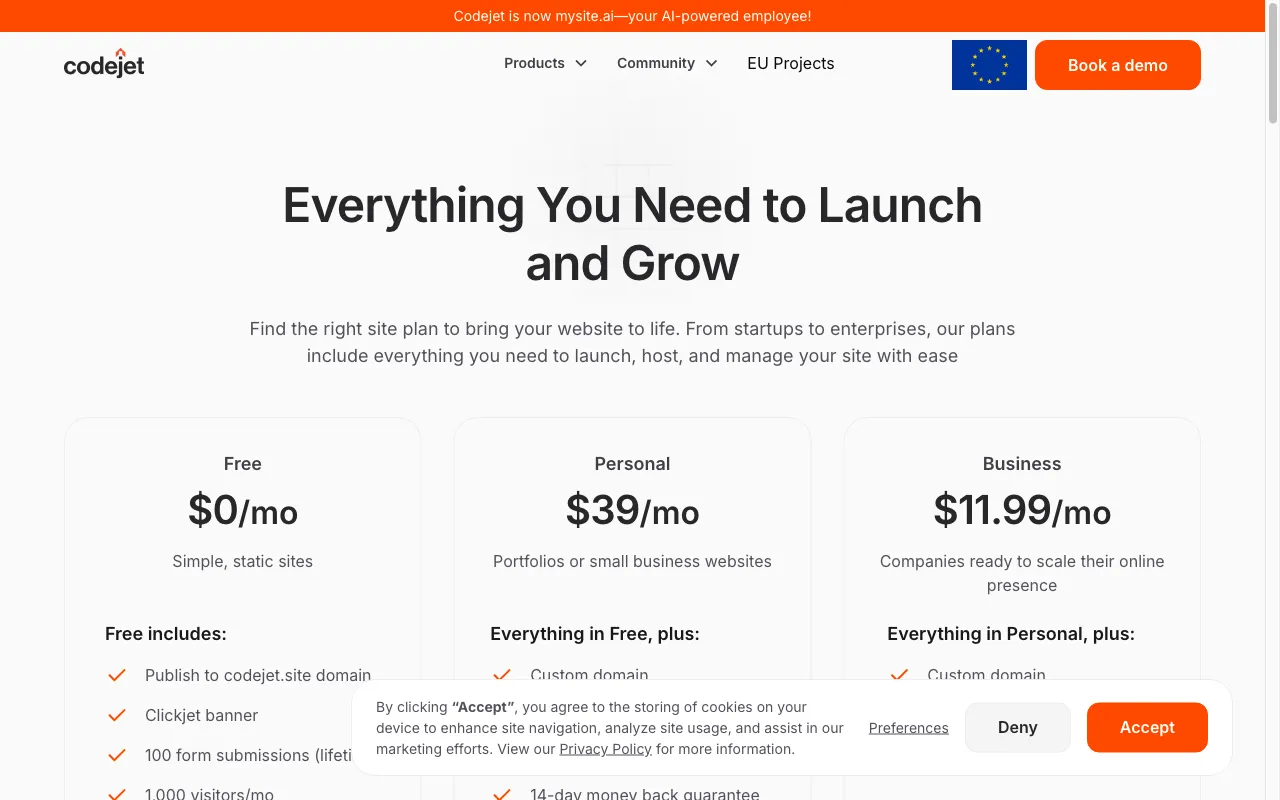 Codejet — pricing page