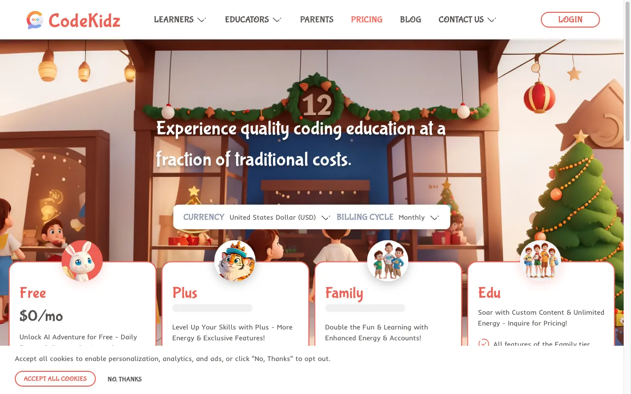 CodeKidz — pricing page