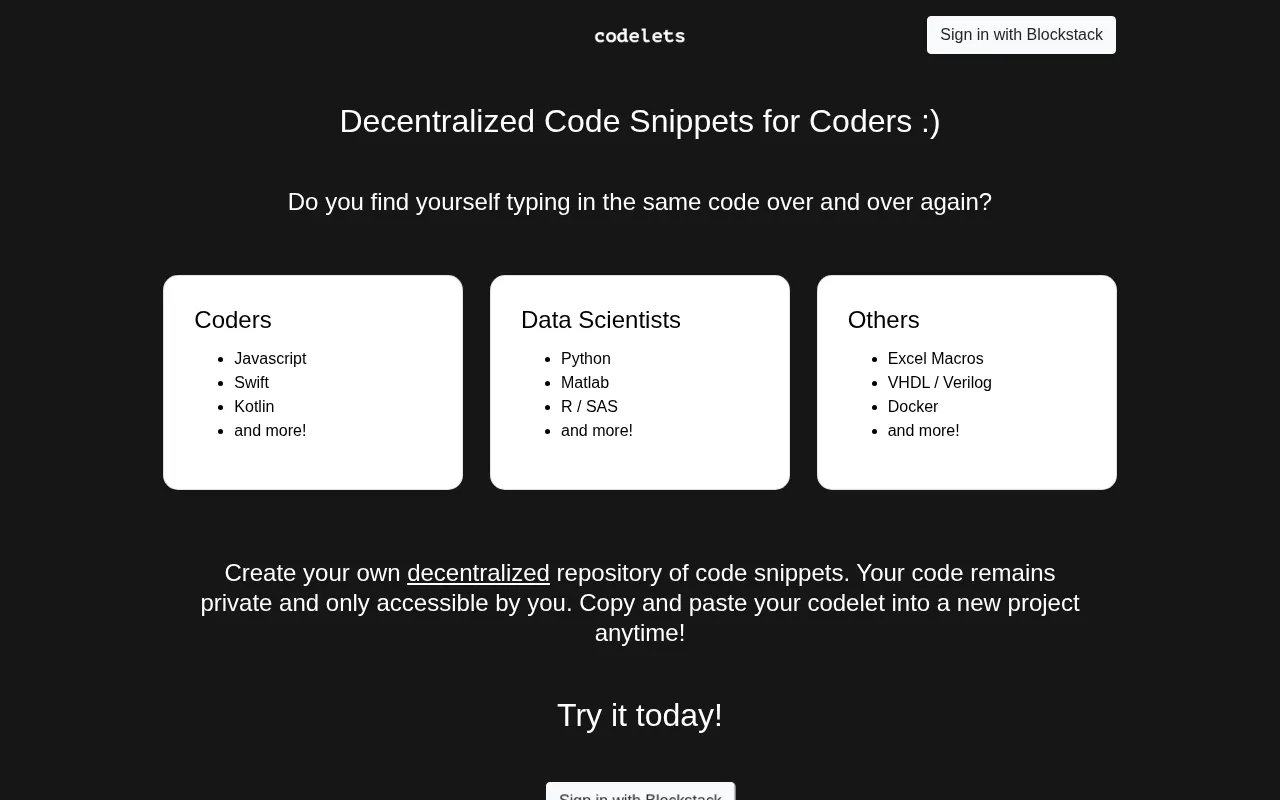 Codelets — preview screenshot