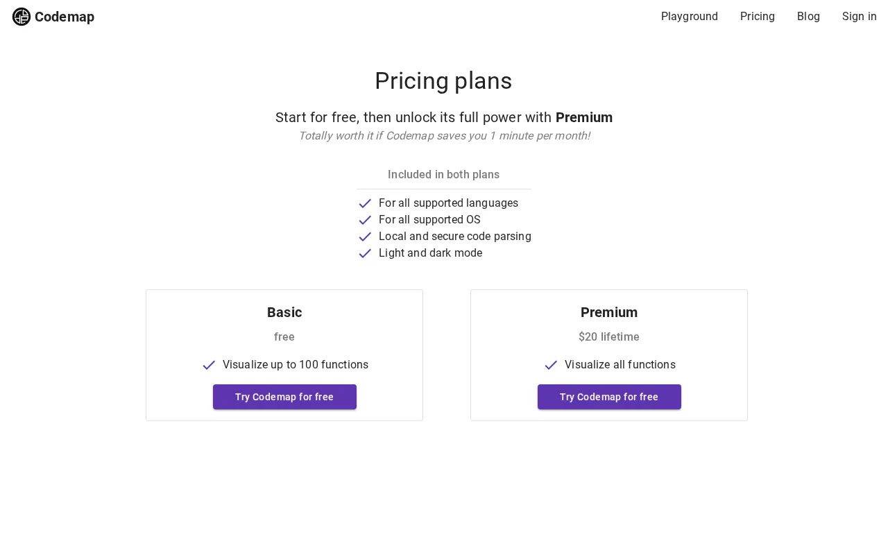 Codemap — pricing page