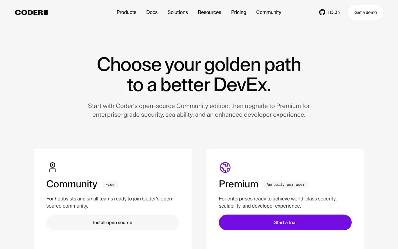Coder — pricing page