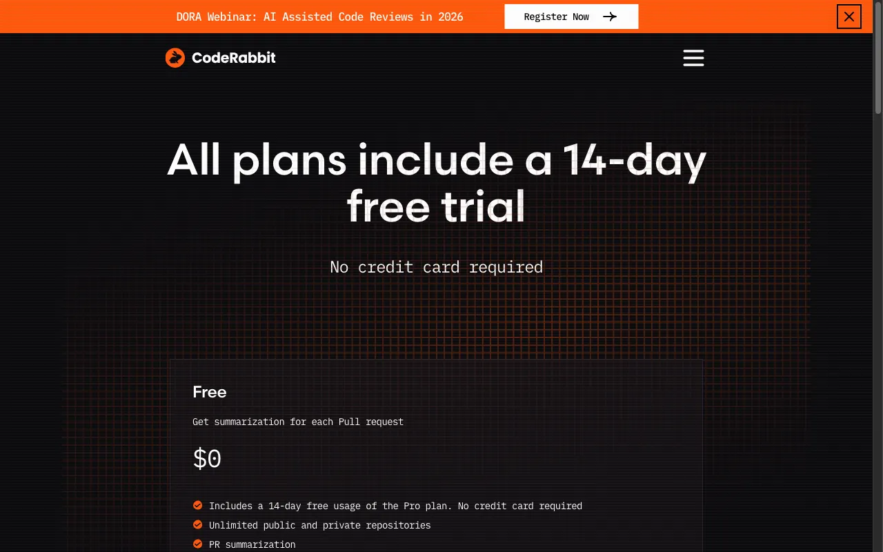 CodeRabbit — pricing page