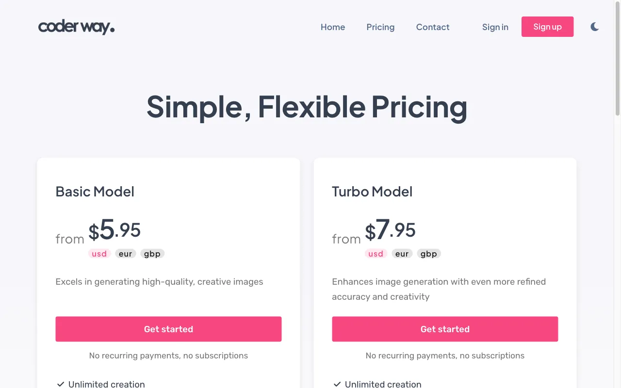 Coderway — pricing page