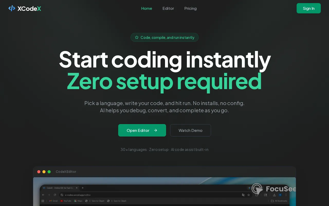 CodeX-Editor — preview screenshot