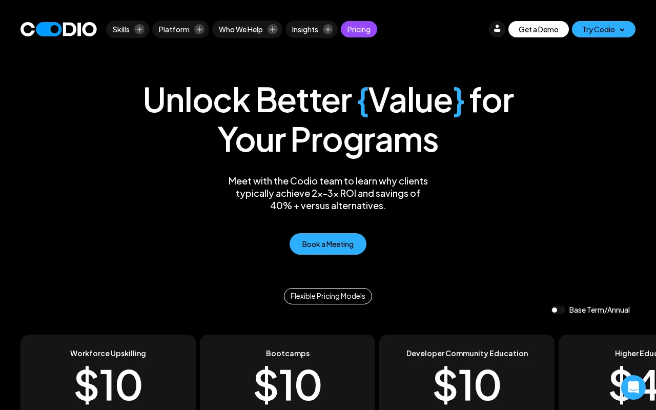 Codio — pricing page