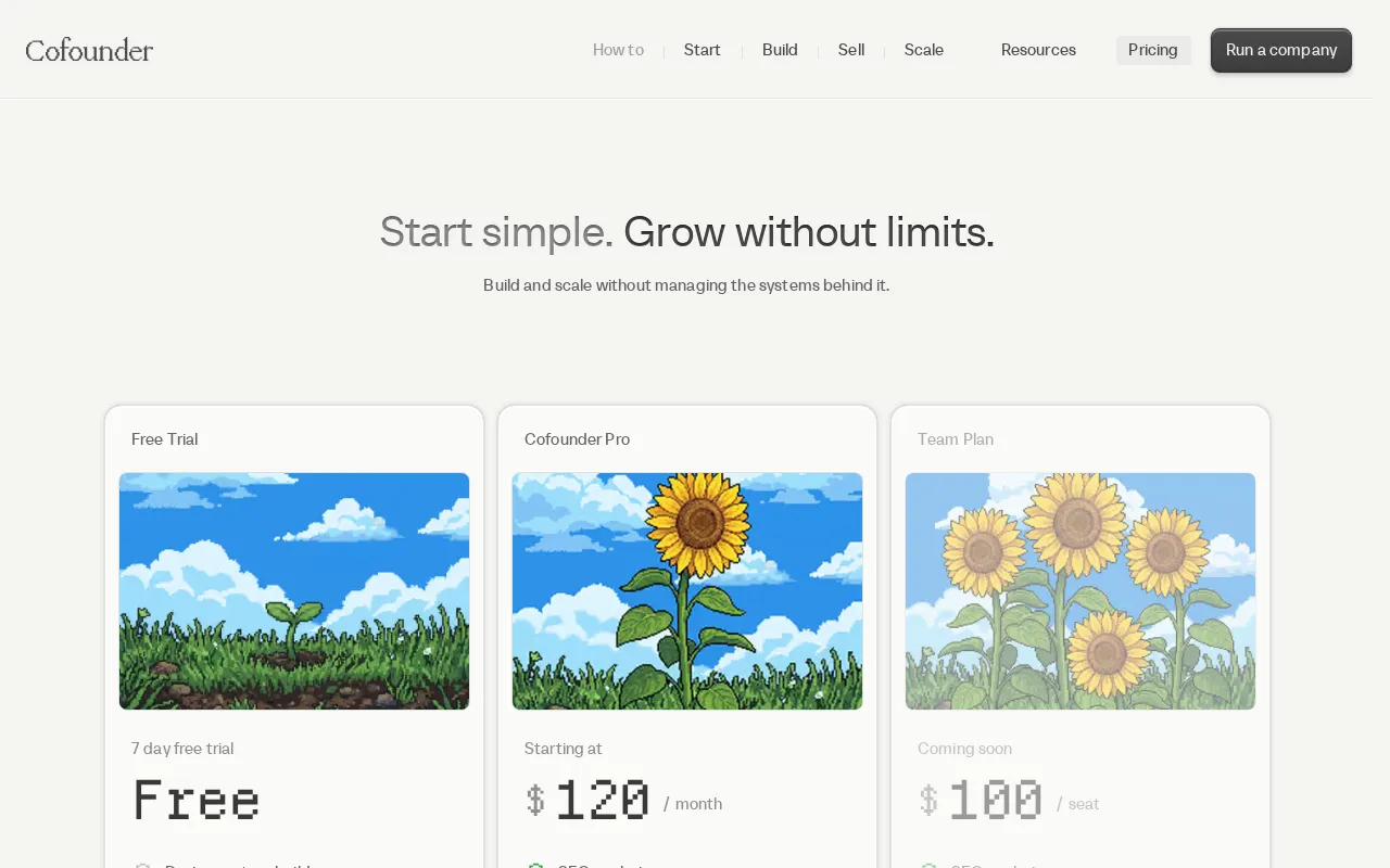 Cofounder — pricing page