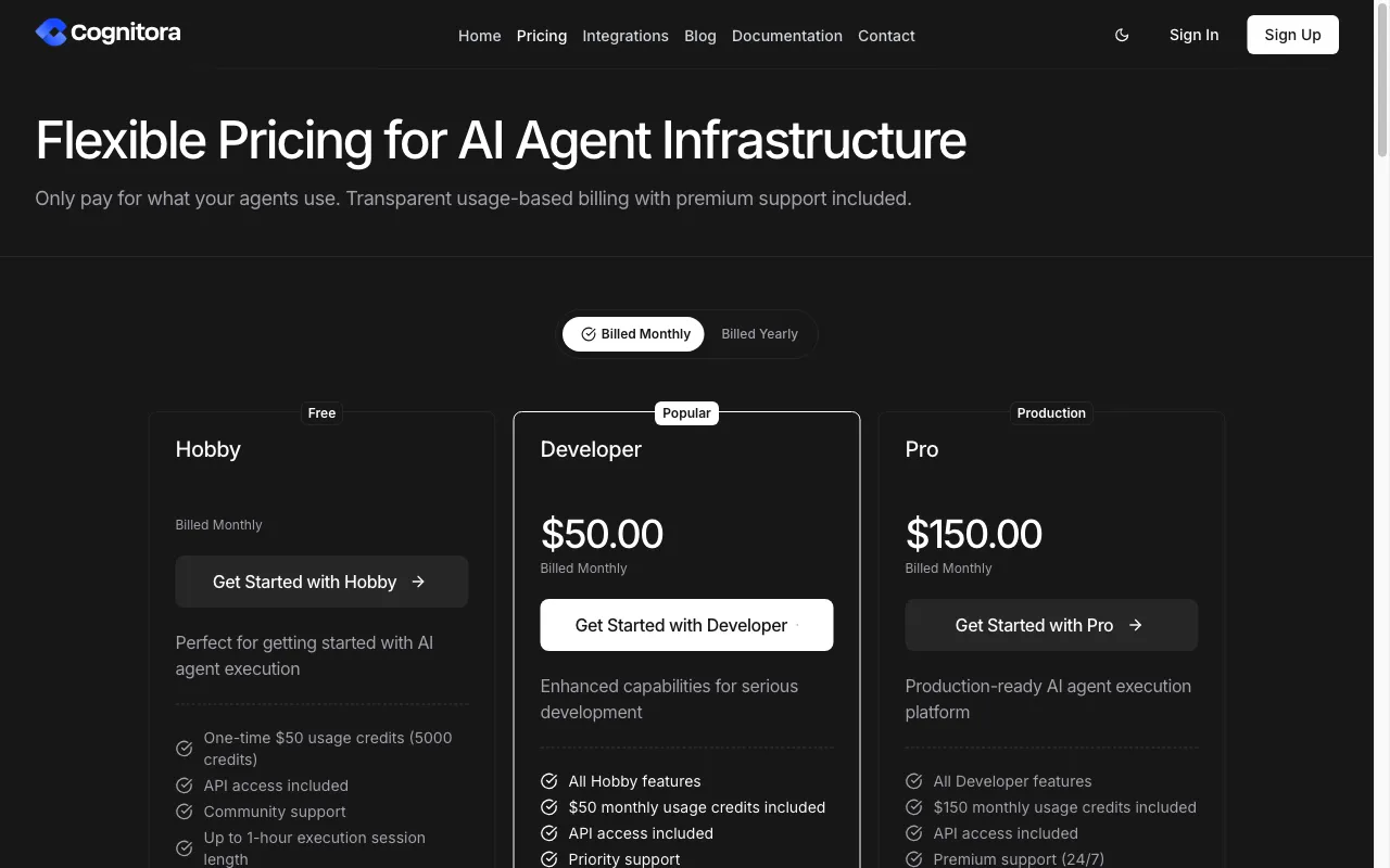 Cognitora — pricing page