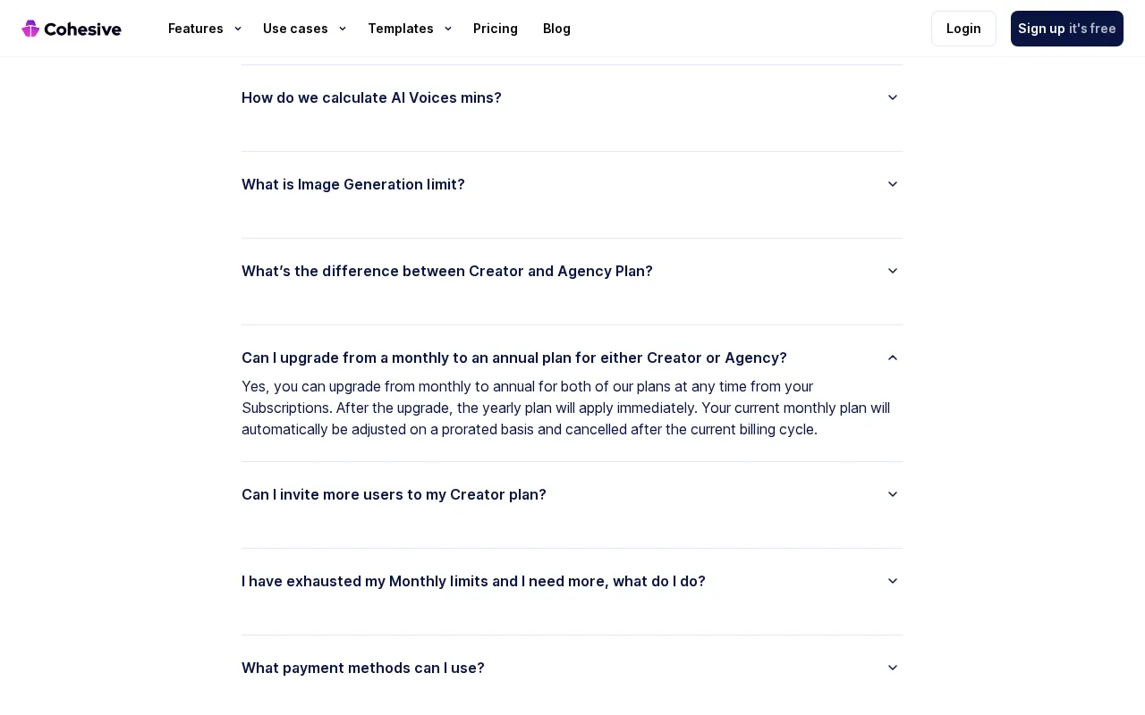 Cohesive AI — pricing page