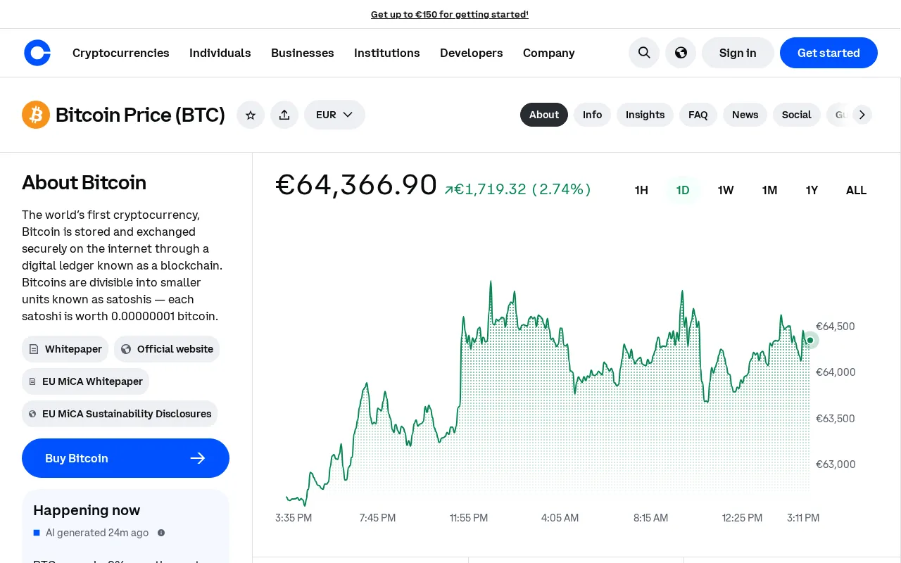 Coinbase — pricing page