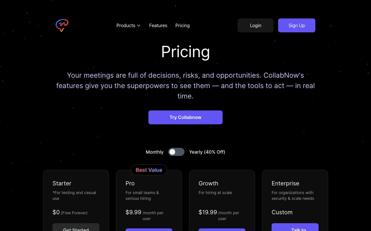 CollabNow.ai — pricing page