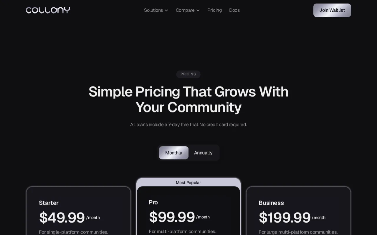 collony.ai — pricing page