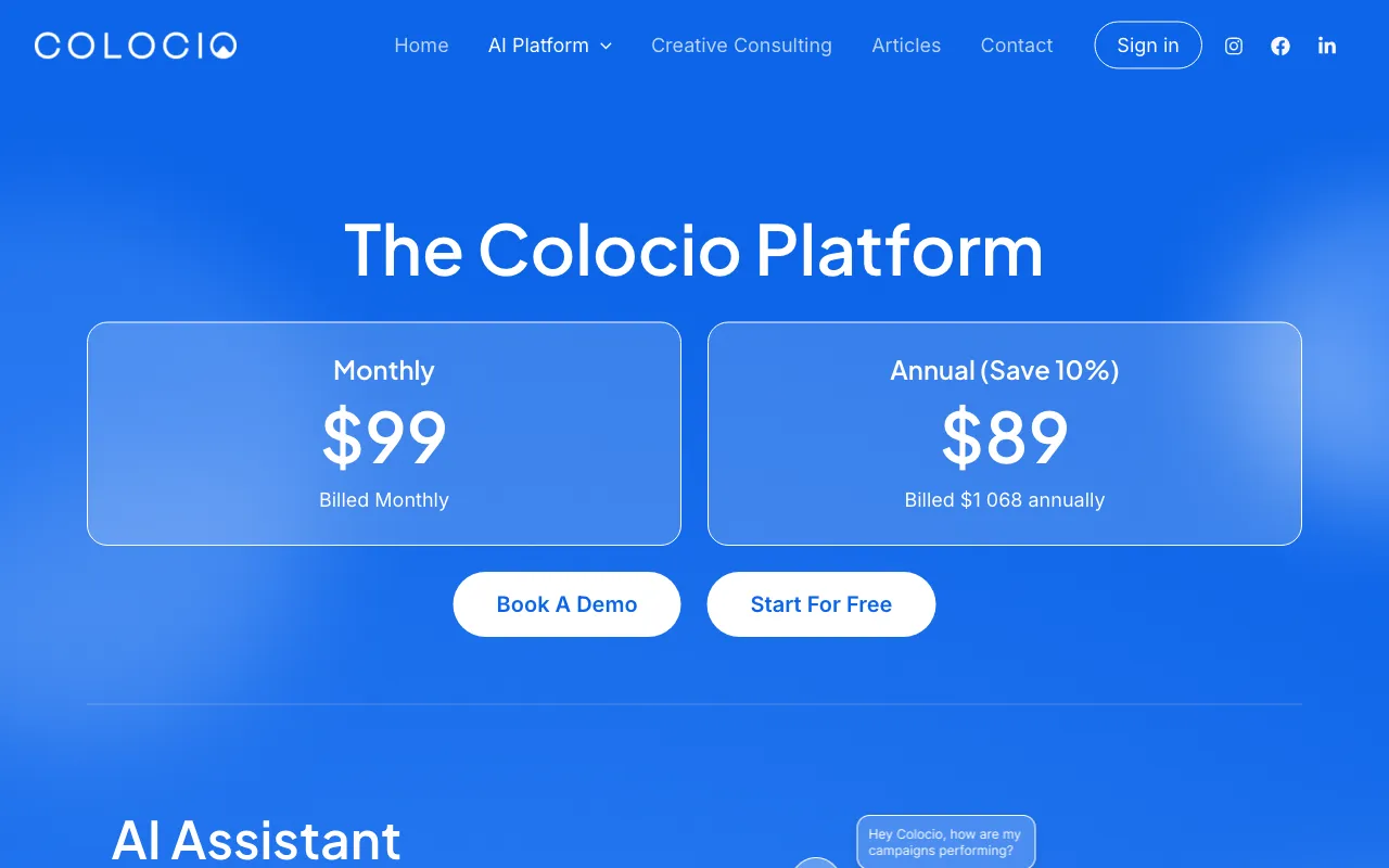 Colocio Ai — pricing page